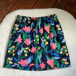 J. CREW Multicolor Floral Linen Blend Skirt with Pockets
